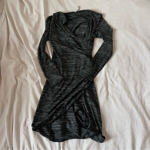 Elegant Long Sleeve Charcoal Dress